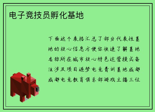 电子竞技员孵化基地